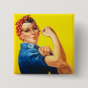 Rosie De Riveter Vierkante Button 5,1 Cm