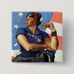 Rosie de Riveter Vierkante Button 5,1 Cm