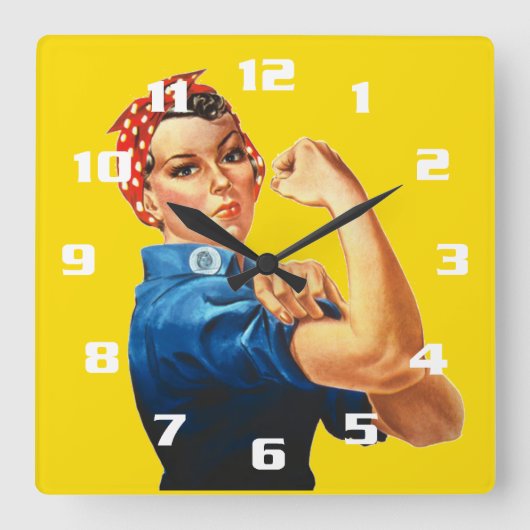 Rosie de Riveter Vierkante Klok (Voorkant)