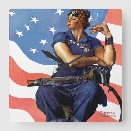 Rosie de Riveter Vierkante Klok (Voorkant)
