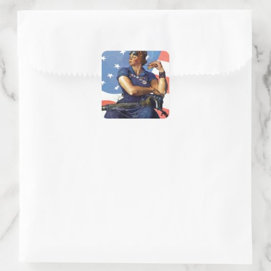 Rosie de Riveter Vierkante Sticker (Tas)