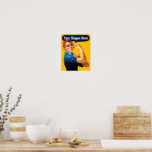 Rosie de riveter - voeg uw eigen aangepaste slogan poster (Keuken)