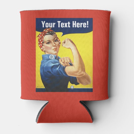 Rosie de Riveter voegt tekst toe Blikjeskoeler (Voorkant)