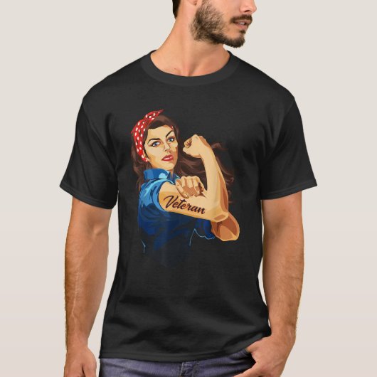 Rosie de Riveter Vrouw Veteraan T shirt (Voorkant)