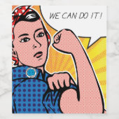 Rosie de Riveter We Can Do It Pop Art Remix Wijn Etiket (Enkel label)