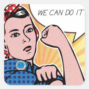 Rosie de Riveter We Can Do It! Pop Art Stippen Vierkante Sticker