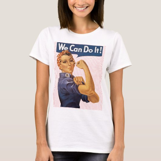 Rosie de Riveter we kunnen het doen met rode pokad T-shirt (Voorkant)