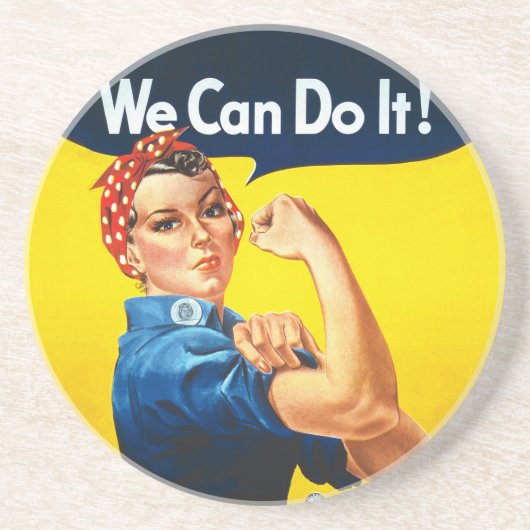 Rosie de Riveter - "We kunnen het!" Zandsteen Onderzetter (Voorkant)