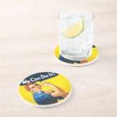 Rosie de Riveter - "We kunnen het!" Zandsteen Onderzetter (Zijkant)