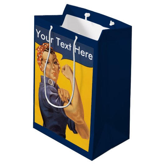 Rosie de Riveter wij kunnen het doen aanpassen ber Medium Cadeauzakje (Achterkant Gekanteld)
