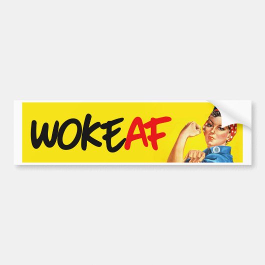 Rosie de Riveter - Woke AF - Feministische borstel Bumpersticker (Voorkant)