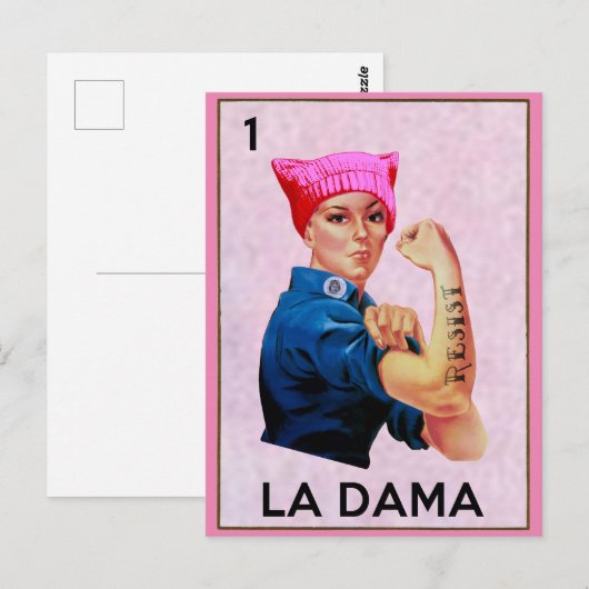 Rosie de rivier weerstaat La Dama Loteria Briefkaart (Voorkant / Achterkant)