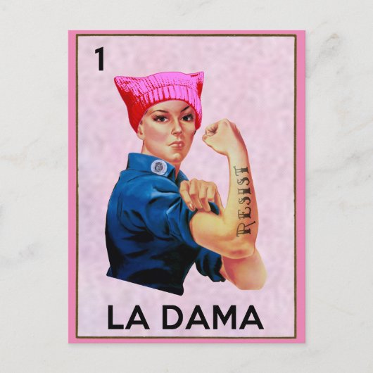 Rosie de rivier weerstaat La Dama Loteria Briefkaart (Voorkant)