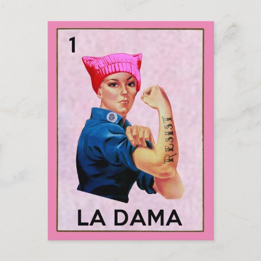 Rosie de rivier weerstaat La Dama Loteria Briefkaart (Voorkant)