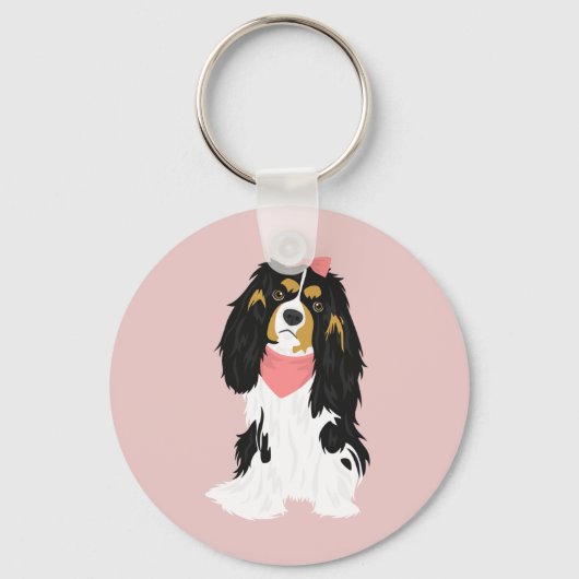 Rosie De roze Cavalier King Charles Spaniel Sleutelhanger (Voorkant)
