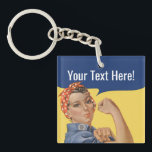Rosie De Sleutelhangers van de Riveter | Aangepast<br><div class="desc">Klassieke 'We kunnen het' Aangepaste Rosie De Riveter tweede oorlogspruitstuk met gepersonaliseerde tekst. Creëer uw eigen ontwerp toevoegend jouw naam,  slogan of om het even welke tekst op de  komische ballon. Deze Rosie De feministische knoppen van de Riveter zijn een perfect aanmoedigingsgeschenk.</div>