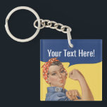 Rosie De Sleutelhangers van de Riveter | Aangepast<br><div class="desc">Klassieke 'We kunnen het' Aangepaste Rosie De Riveter tweede oorlogspruitstuk met gepersonaliseerde tekst. Creëer uw eigen ontwerp toevoegend jouw naam,  slogan of om het even welke tekst op de  komische ballon. Deze Rosie De feministische knoppen van de Riveter zijn een perfect aanmoedigingsgeschenk.</div>