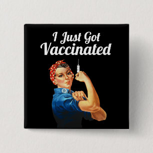 Rosie het gevaccineerde vaccin van Riveter Covid-1 Vierkante Button 5,1 Cm