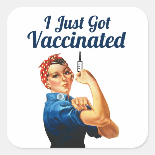 Rosie het gevaccineerde vaccin van Riveter Covid-1 Vierkante Sticker (Voorkant)