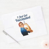 Rosie het gevaccineerde vaccin van Riveter Covid-1 Vierkante Sticker (Envelop)