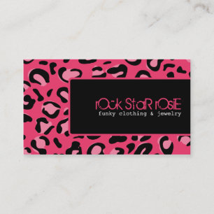 Rosie Hot Pink Punk leopard-Visitekaartje met zwar Visitekaartje