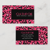 Rosie Hot Pink Punk leopard-Visitekaartje met zwar Visitekaartje (Voorkant / Achterkant)