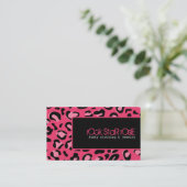 Rosie Hot Pink Punk leopard-Visitekaartje met zwar Visitekaartje (Staand voorkant)