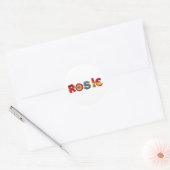 Rosie Naam In Levendig Haakpatroon Ronde Sticker (Envelop)