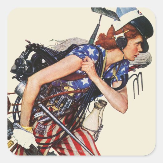 Rosie naar de redding vierkante sticker (Voorkant)