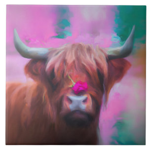 "Rosie of the Highlands" – Hooglandrund Portret Tegeltje