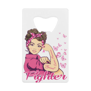 Rosie Riveter Breast Cancer Awareness Creditkaart Flessenopener