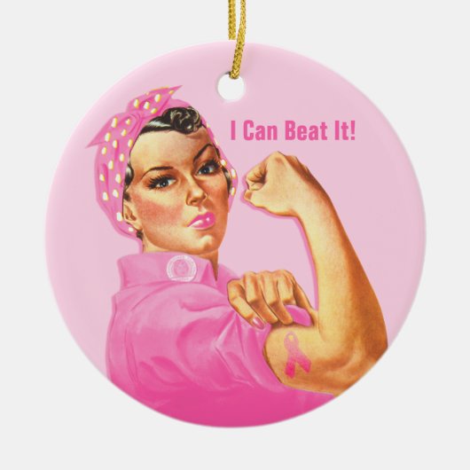 Rosie Riveter Custom Cancer Keramisch Ornament (Voorkant)