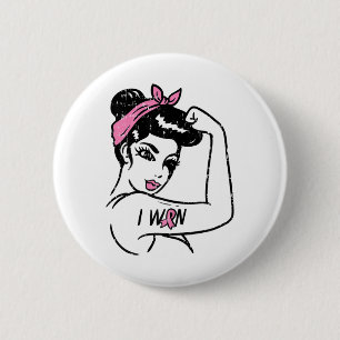 Rosie Riveter heeft het bewustzijn van borstkanker Ronde Button 5,7 Cm