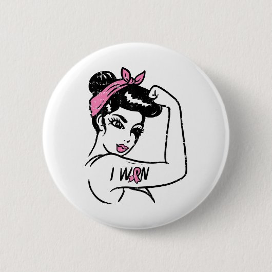 Rosie Riveter heeft het bewustzijn van borstkanker Ronde Button 5,7 Cm (Voorkant)