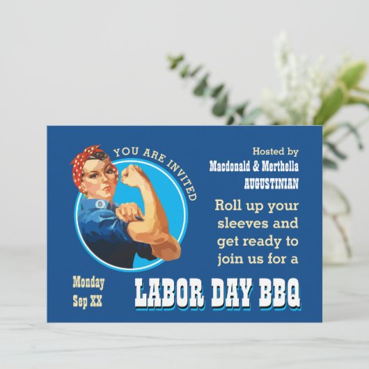 Rosie Riveter LABOR DAY BBQ Kaart (Staand voorkant)