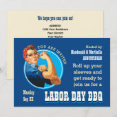 Rosie Riveter LABOR DAY BBQ Kaart (Voorkant / Achterkant)