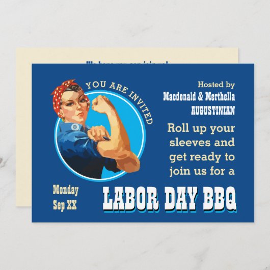 Rosie Riveter LABOR DAY BBQ Kaart (Voorkant / Achterkant)