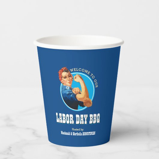 Rosie Riveter LABOR DAY BBQ Papieren Bekers (Voorkant)