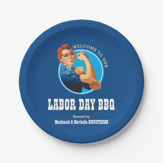 Rosie Riveter LABOR DAY BBQ Papieren Bordje (Voorkant)