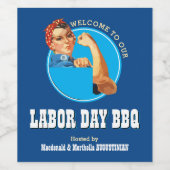 Rosie Riveter LABOR DAY BBQ Wijn Etiket (Enkel label)