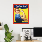 Rosie Riveter met Customize Text Poster (Thuiskantoor)