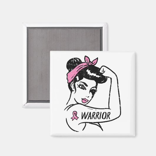 Rosie Riveter Pink tegen borstkanker Magneet (Voorkant / Achterkant)