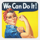 Rosie Riveter  Propaganda Vierkante Sticker (Voorkant)