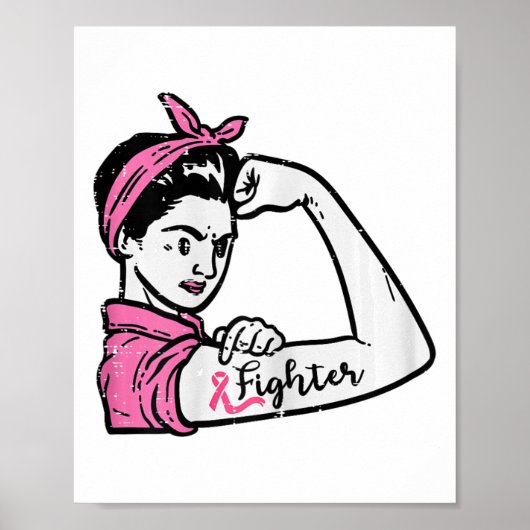 Rosie Riveter vecht tegen borstkanker Awarene Poster (Voorkant)