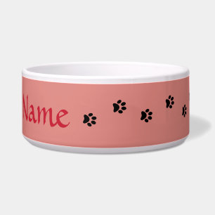 Rosie Roze Poot Print Gepersonaliseerde Pet Bowl Voerbakje