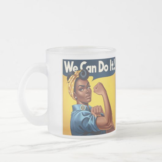Rosie the Riveter African American Lady Matglas Koffiemok (Links)