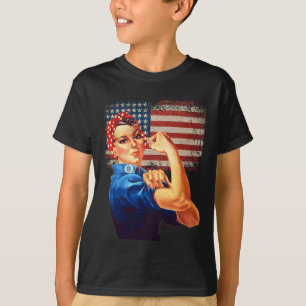 Rosie The Riveter Amerikaanse Vlag Amerika Rosie T T-shirt