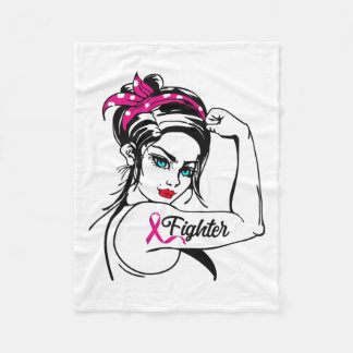 Rosie The Riveter Breast Cancer Awareness Fleece Deken