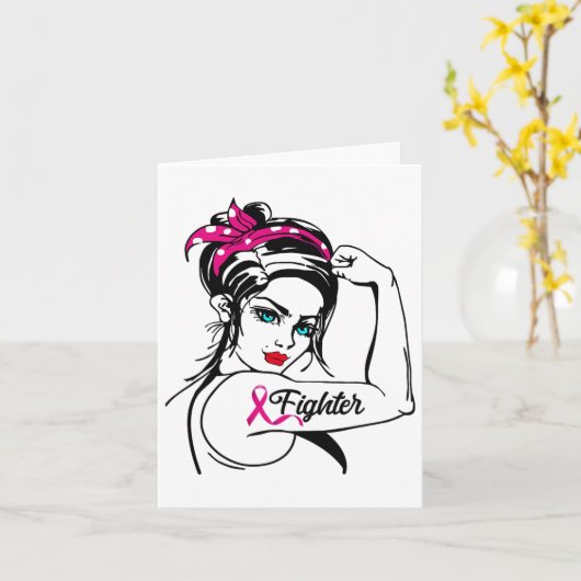 Rosie The Riveter Breast Cancer Awareness Kaart (Gele Bloem)