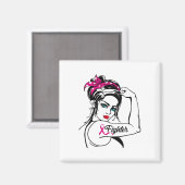 Rosie The Riveter Breast Cancer Awareness Magneet (Voorkant / Achterkant)
